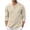 Beige, variant on Awwp Men's Linen Cotton Shirt 3/4 Sleeve Stand Collar Casual Button down Shirts with Pocket Breathable Summer Shirts 8 Colors Available Vacation Beach Shirt Beige Size: L