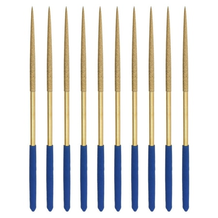 

Uxcell 5mm x 180mm Round Files Diamond Needle File Set Titanium Plated 10pcs