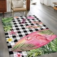 thumbnail image 2 of Summer Flamingo Area Rugs 3'x5', Small Throw Rugs for Living Room Bedroom, Tropical Plants Botanical Floral Black Plaid Indoor Outdoor Rug Non-Slip Low Pile Carpet Runner Reversible Floor Mats, 2 of 8