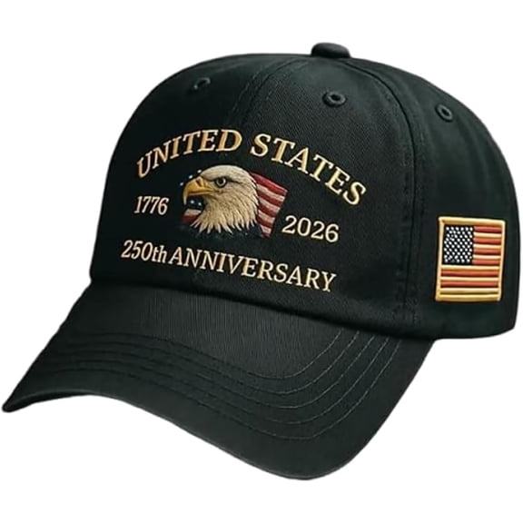 America 250th Anniversary Hat, Eagle –United States 250th Anniversary Hat - Adjustable Bald Eagle Embroidered Baseball Cap for Men and Women