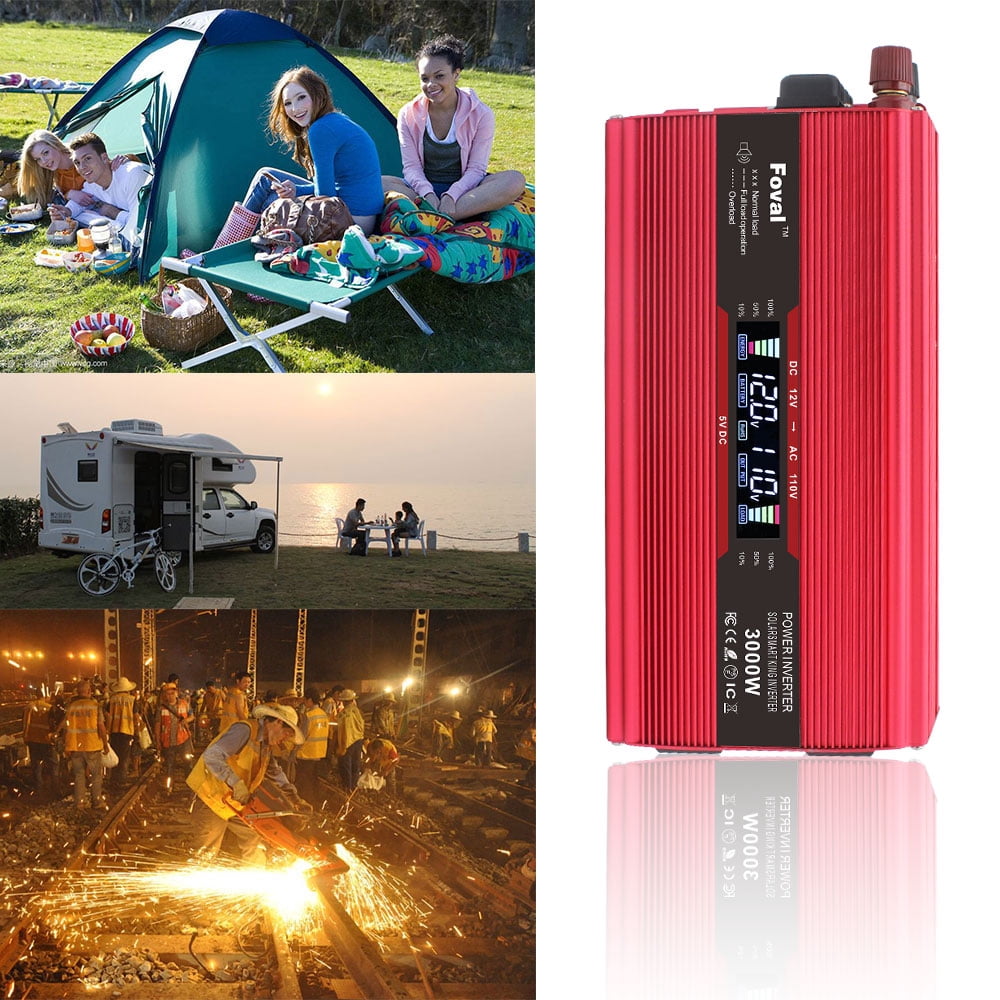 Yinleader 1500 Watts Car Power Inverter Converter 12V to 110V with LCD Display 2Sockets USB