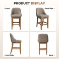 thumbnail image 6 of Set of 2 Chenille Upholstered Bar Stools in Neutral Green 26 Inch Counter Height Chairs with Solid Wood Legs, 6 of 8