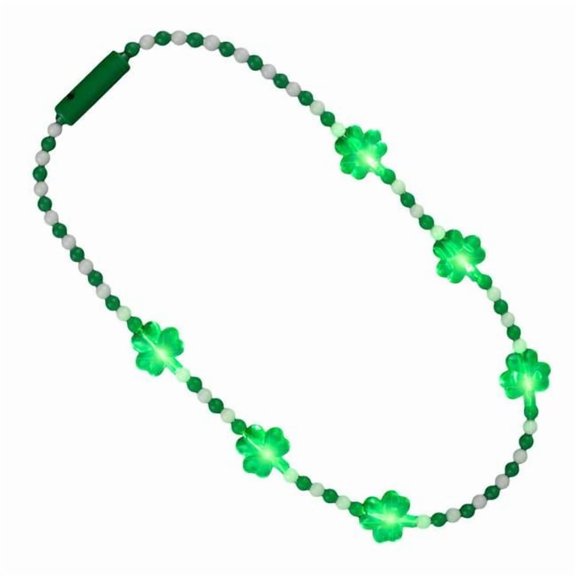 Blinkee LUSCOBNSPD Light Up Shamrock Charms Opaque Bead Necklace for St Patricks Day