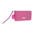thumbnail image 3 of Unique Bargains 1 Pc Coin Purse Wallet Portable W-Shaped Corrugated Plush Ball Zipper Coin Purse Pouch Rose Red, 3 of 5