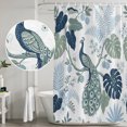 thumbnail image 4 of Summer Tropical Shower Curtains for Bathroom, Fabric Bath Curtains Decor, Bath Tub Curtain Vintage Monstera Leaves Peacock Botanical Decorative Shower Curtain Sets with 12 Hooks, 72x72 Inch, 4 of 6