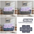 thumbnail image 5 of TSOVTHRID Blue Bohemia Floral Stretch Loveseat Recliner Covers 6-Piece Sofa Cover with Elastic Bottom Marble Texture Print Polyester Couch Furniture Protector for Pet, 5 of 7