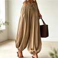 thumbnail image 3 of Lightweight Balloon Pants Women Summer Elastic Waist Casual Baggy Beach Boho Harem Pants Trousers with Pockets, 3 of 8