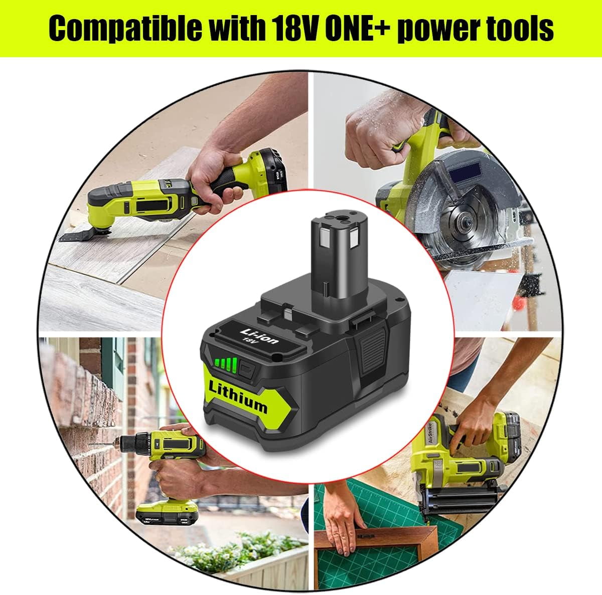 2Pack 6.5Ah 18V Lithium Battery Replacement for Ryobi 18V 4.0Ah Battery PBP005 4 Ah P108 P192 P129 P197 PBP2005 PBP004 18V 6.0Ah Battery P193 Compatible with Ryobi 18V ONE+ Battery