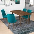 thumbnail image 4 of Alpen Modern Solid Wood Table and Teal Velvet Chair Dining Room Furniture Set, 4 of 6