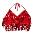 thumbnail image 3 of Blusa informal de poliéster con lentejuelas y borlas para danza del vientre, para mujer, estilo indio, para glúteos, 3 of 8