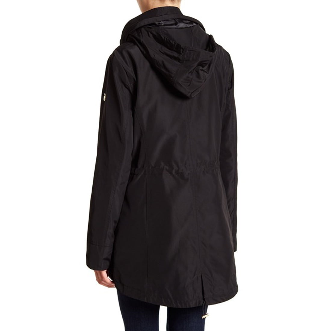 michael michael kors missy snap & zip front hooded raincoat