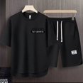 thumbnail image 3 of Sudaderas para hombre, camisetas cortas, conjuntos de chándal marrón, conjunto de pantalones cortos para hombre con alfabeto, tendencia 2024, camisetas y tops casuales, novedad, XL, 3 of 5
