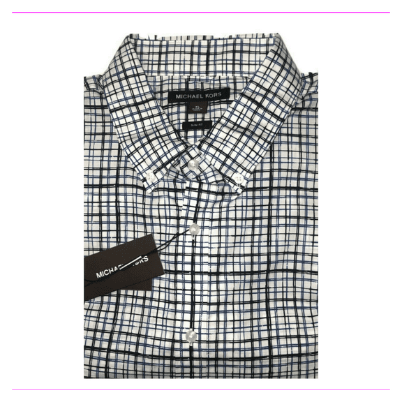 Michael Kors Men's Slim Long Sleeve Checkered,Plaid Shirt Pop Blue,S