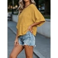 thumbnail image 5 of Summer Oversize Women Solid Color Half Sleeve Loose Shirt Tee Casual Tops, 5 of 6