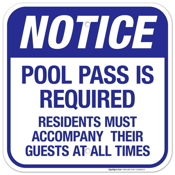 Pool Pass Is Required Sign, Pool Sign,