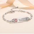 thumbnail image 3 of Medical Id Bracelets for Women Stainless steel Heart Chain Medical ID Bracelets 6.5-8 Inch Adjustable with engraving:ALLERGY TO PENICILLIN, 3 of 5
