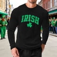 thumbnail image 2 of VBTAPA Men's St. Patrick's Day Waffle Shirts Long Sleeve Crewneck Pullover Big and Tall T-Shirt Loose Workout Casual Graphic Tees Black M, 2 of 6
