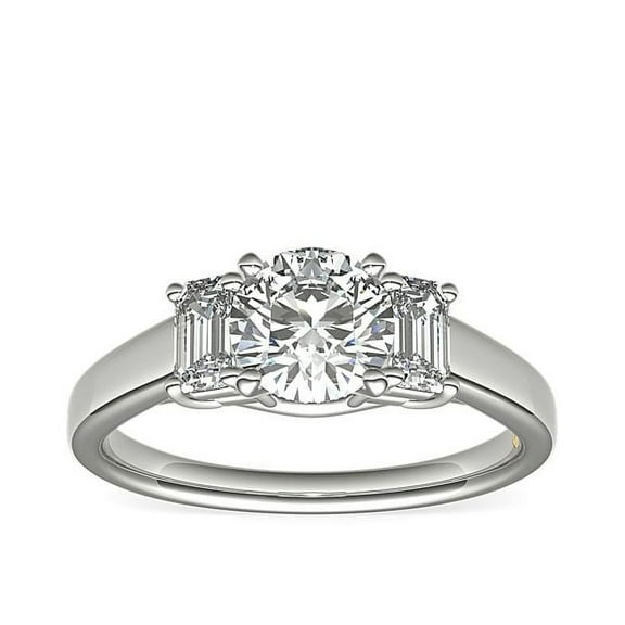1.00 Ct Wonderful Three Stone Round Natural Diamond Engagement Ring for Women Solid 950 Platinum Size 7