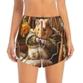 thumbnail image 4 of Lsque Modern Floral Guinea Pig Printed Women's Running Shorts with Liner Pockets,Elastic Quick Dry Workout Athletic Gym Yoga Shorts,Womens High Waist Shorts-XX-Large, 4 of 9