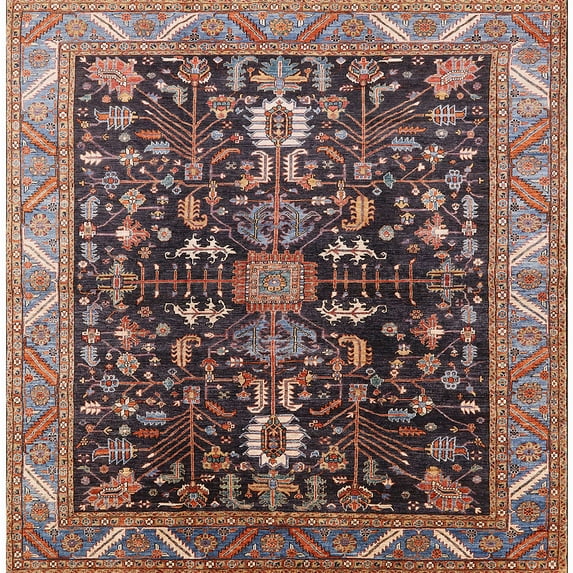 Ahgly Company Indoor Square Mid-Century Modern Khaki Rose Pink Oriental Area Rugs, 6' Square