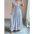thumbnail image 5 of Women'S V Neck Floral Print Maxi Dress with Ruffle Sleeves and Smocked Waist XXL, 5 of 7