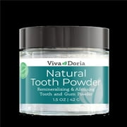Viva Doria Natural Tooth Powder, Remineralizing, Teeth Whitening, Breath Freshener, Mint, 1.5 Oz Glass Jar