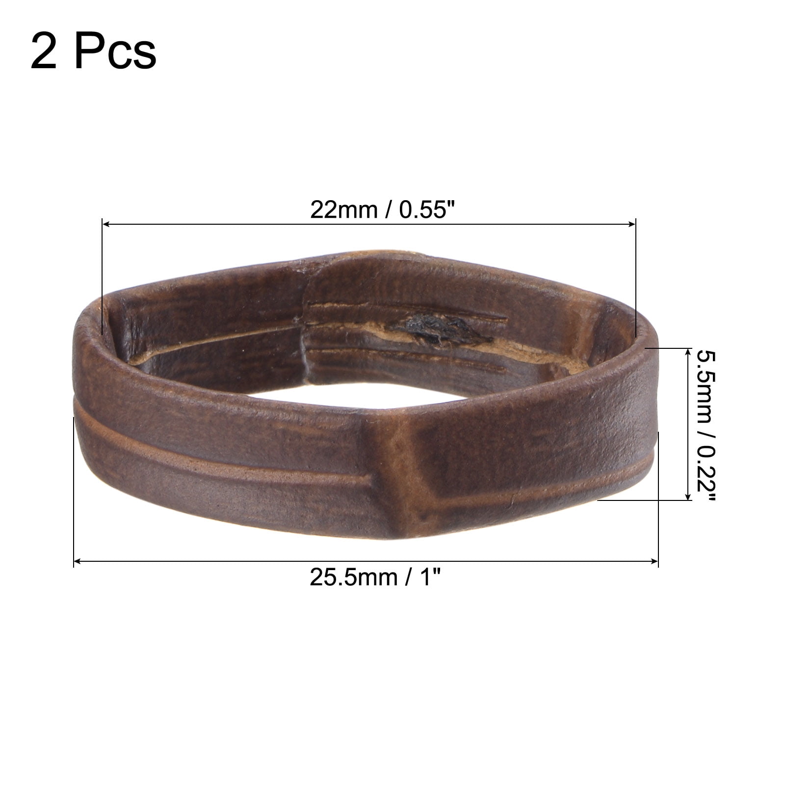 Unique Bargains PU Leather Loops Retaining Ring Keeper Dark Brown