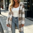thumbnail image 7 of PNTUTB Fall Winter Women's Plaid Longline Coat Hooded Full Zip Long Sleeve Casual Loose Comfortable Trendy Versatile Outerwear, 7 of 7