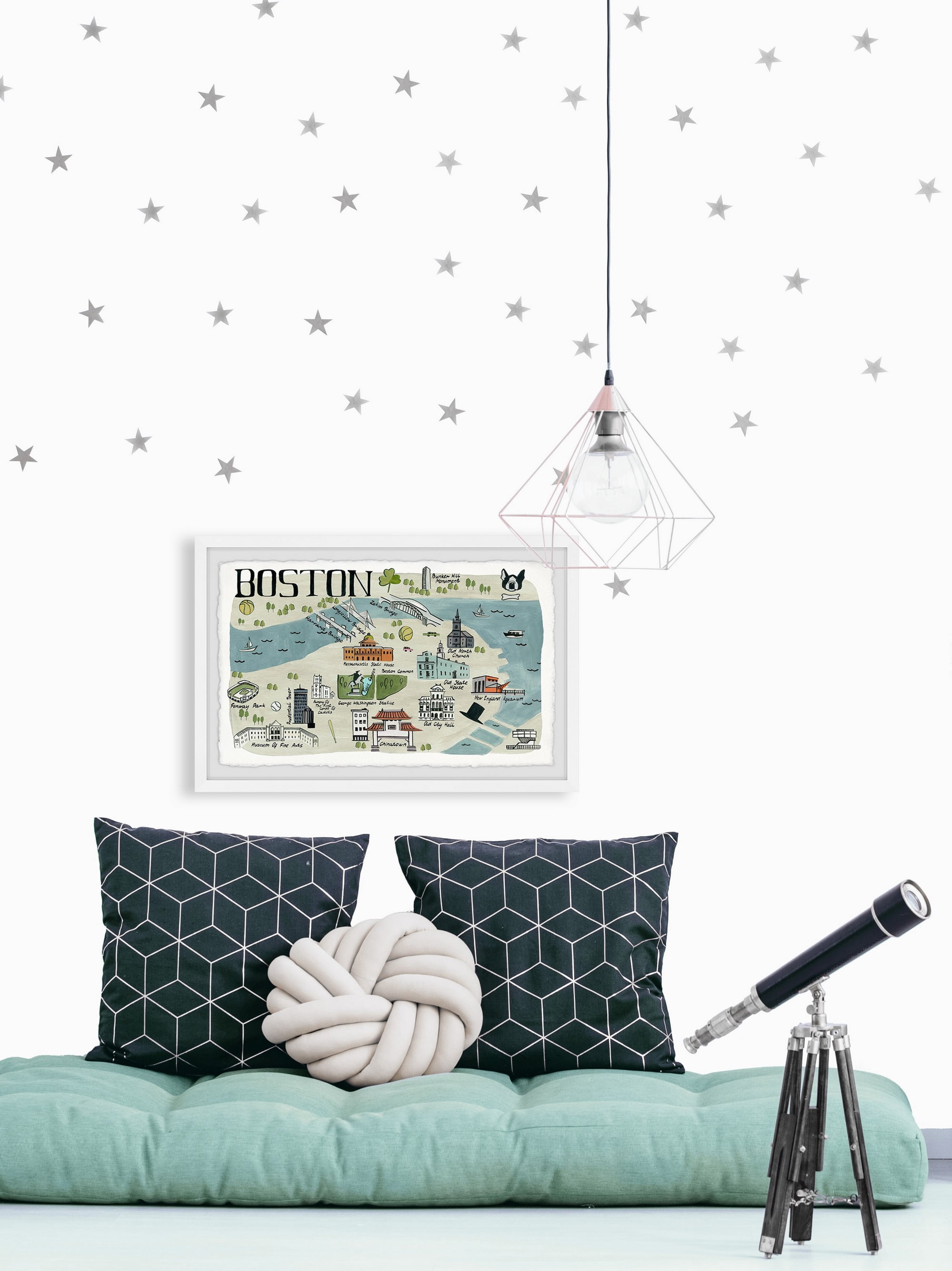 Marmont Hill Illustrated Map of Boston Framed Wall Art, 8" x 12"