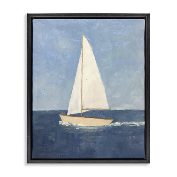 Stupell Industries Deep Blue Sail at Sea Black Framed Floater Canvas Wall Art, design by Creative Studio