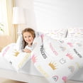 thumbnail image 4 of Homewish Princess Crown Queen Comforter Set,Cute Cartoon Rainbow Bedding Sets,White Pink Bedding Comforter Set For Girls,Luxury Bedroom Decor Reversible,3pcs, 4 of 8