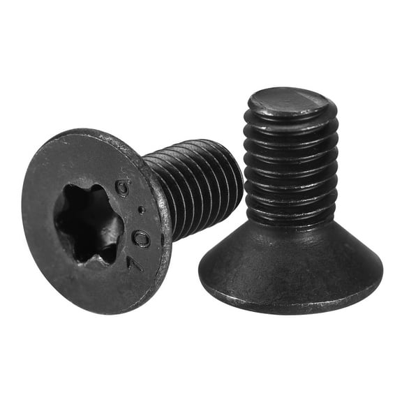 M8-1.25 x 16mm Flat Torx Head Machine Screws, 12 Pack 10.9 Grade Carbon Steel Flat Countersunk Torx Anti Theft Machine Screws, Black Oxide Finish, Full Thread, Torx Drive