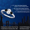 thumbnail image 2 of Gem Stone King 925 Sterling Silver White Created Sapphire and Black Diamond Engagement Ring for Women | 1.34 Cttw | Oval 7X5MM | Gemstone September Birthstone | Size 7, 2 of 6