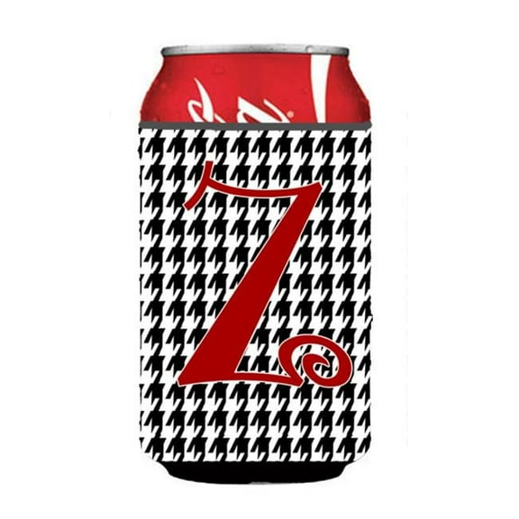 Letter Z Initial Monogram - Houndstooth Black Can Or Bottle  Hugger