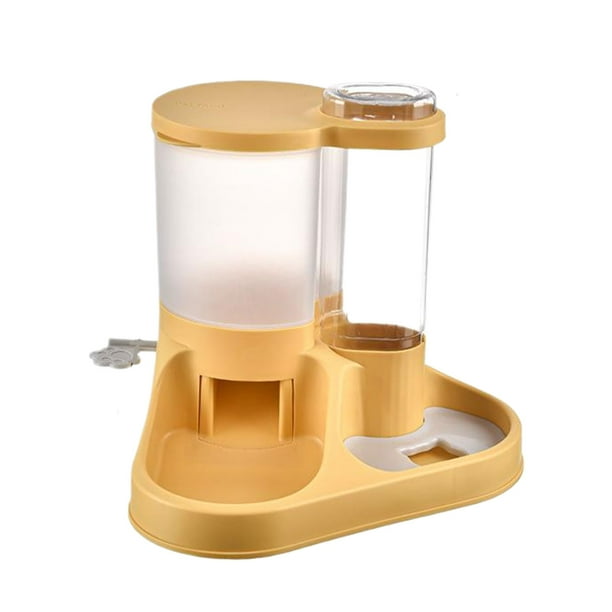 Dispensador de agua y comida Greeniant para perros y gatos 2 en 1 amarillo
