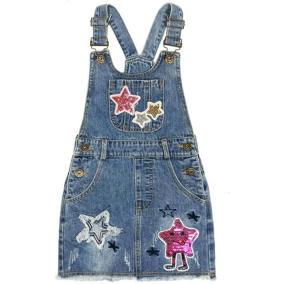 Peacolate 4-11Years Little&Big Girls Denim Overalls DressCasual Strap Denim Overalls,4Years,Star