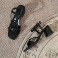 thumbnail image 1 of 2022Sandalias Frescas Tacones Altos Tacones Bajos Cruzados Cuadrados Nuevo Bloque Tacones Bajos Verano Medio Una Línea Hebilla Moda Chicas Sandals39 Gao Jinjia LED, 1 of 2