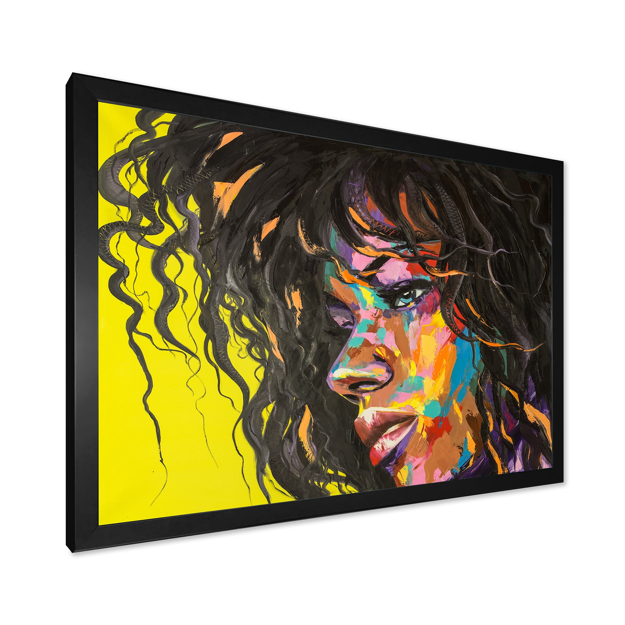 Designart 'Abstract Colorful Fantasy Portrait Of A Young Woman I' Modern Framed Art Print