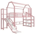 thumbnail image 6 of Bellemave Loft Bed with Slide and Stairs, Twin Size House Bed with Storage Shelves,Metal Playhouse Loft Beds Frame with Large Space Underneath（Pink), 6 of 9