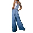 thumbnail image 5 of Franhais Women's Casual Stretch Adjustable Denim Wide Leg Romper Bib Overall Loose Stretch Denim Pocket, 5 of 9