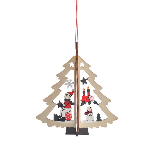 Colgantes de madera navideños 3D Adornos colgantes de madera navideños multiusos para Papá Noel y muñeco de nieve