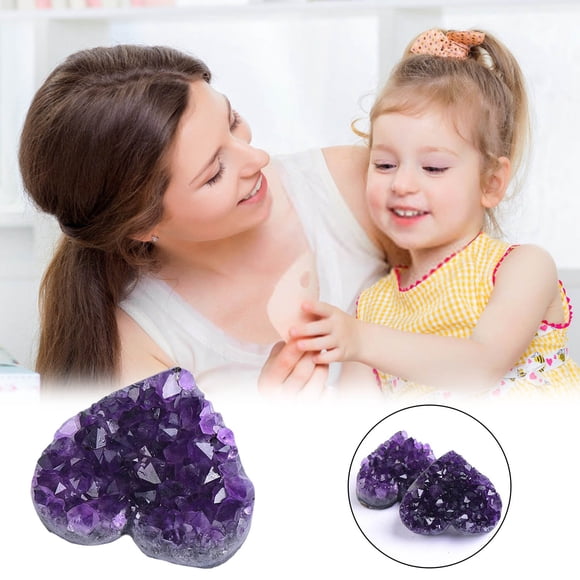Decorative Stones Heart Shaped Cluster Amethyst Natural Rainbow Quartz Pendant Display Without Repetition