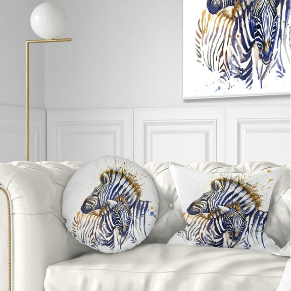 Designart Zebra Watercolor Rightwards - Animal Throw Pillow - 12x20