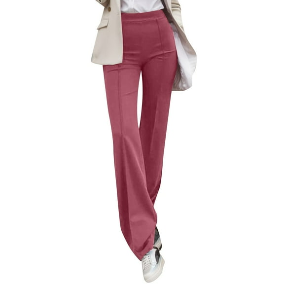 WENWU Womens Pants Ladies Casual Pants Pink Trousers for Women Lounge Pants High Waist Pants Women with Pockets Fall Pants