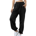 thumbnail image 1 of Pantalones deportivos de cintura elástica para mujer, pantalones deportivos largos de color sólido, 1 of 5