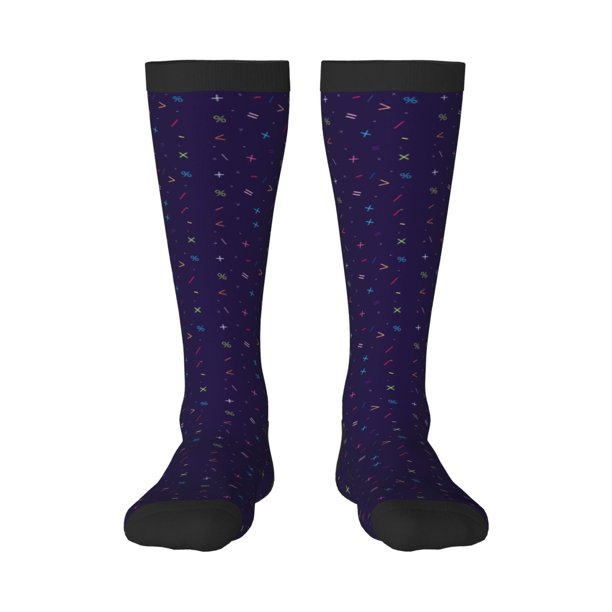 Fotbe Mathematical Symbols Calcetas Divertidas Estampadas para Hombre y Mujer, Calcetas de Algodón hasta la Rodilla para Caminar, Correr, Enfermería y Embarazo