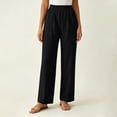 thumbnail image 2 of Thousandth Womens Pull On Wide Leg Pants Casual Crinkle Textured Loose Fit Lounge Trousers Trendy Beach Vacation Wear for Women, 2 of 7