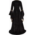 thumbnail image 4 of Medieval Fairy Corset Dress Bell Sleeve Maxi Dress Vintage Robe Gothic Gown, Halloween Costumes for Women, 4 of 6