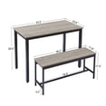 thumbnail image 5 of 3-Piece Dining Table Set for 4 People, 43.3″ Metal Kitchen Table Set with 2 Benches, Dining Room Table with Wood Board, Easy Assembly, Grey, 5 of 8