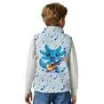 thumbnail image 6 of Xixirimido Blue Axolotl Music Notes Pattern Boys Girls Full Zip Fleece Vest Sleeveless Stand Collar Outwear Warm Jacket with Pockets for 2T, 6 of 7